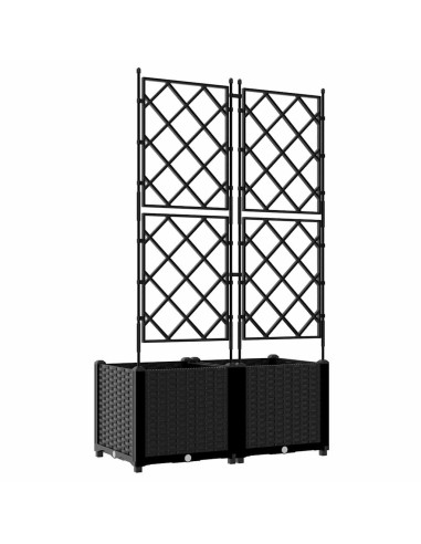 Градинска саксия с решетка 2 pcs Черно 80 x 40 x 143 см ПП