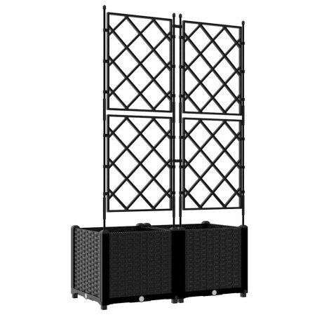 Градинска саксия с решетка 2 pcs Черно 80 x 40 x 143 см ПП