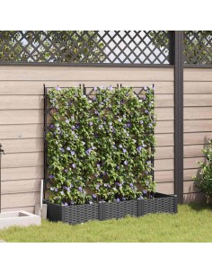 Градинска саксия с решетка 3 pcs Черно 120 x 40 x 125.5 см ПП