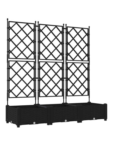 Градинска саксия с решетка 3 pcs Черно 120 x 40 x 125.5 см ПП