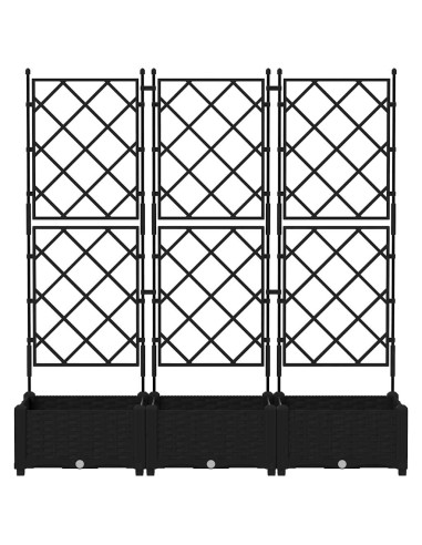 Градинска саксия с решетка 3 pcs Черно 120 x 40 x 125.5 см ПП