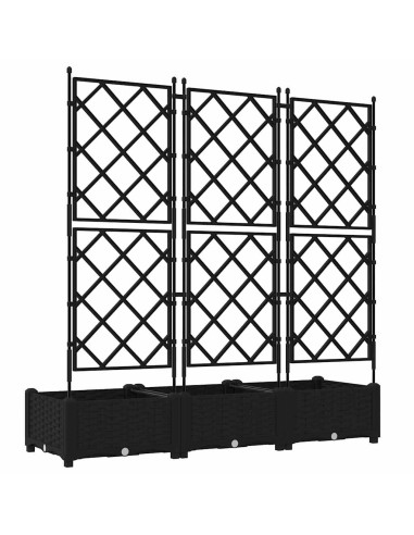 Градинска саксия с решетка 3 pcs Черно 120 x 40 x 125.5 см ПП