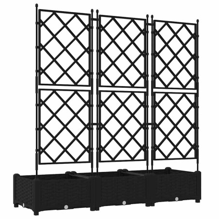 Градинска саксия с решетка 3 pcs Черно 120 x 40 x 125.5 см ПП