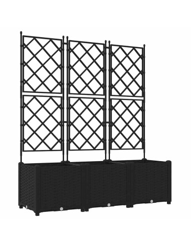 Градинска саксия с решетка 3 pcs Черно 120 x 40 x 143 см ПП