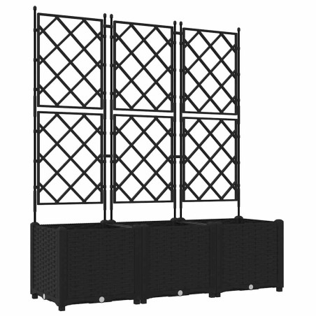 Градинска саксия с решетка 3 pcs Черно 120 x 40 x 143 см ПП