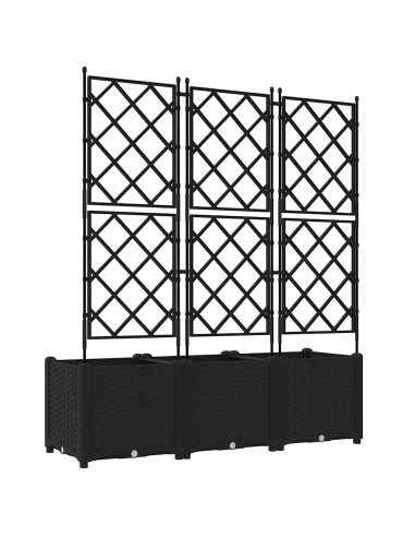 Градинска саксия с решетка 3 pcs Черно 120 x 40 x 143 см ПП