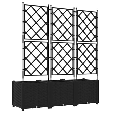 Градинска саксия с решетка 3 pcs Черно 120 x 40 x 143 см ПП