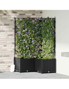 Градинска саксия с решетка 3 pcs Черно 80 x 80 x 143 см ПП