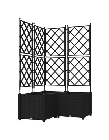 Градинска саксия с решетка 3 pcs Черно 80 x 80 x 143 см ПП
