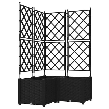 Градинска саксия с решетка 3 pcs Черно 80 x 80 x 143 см ПП