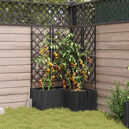 Градинска саксия с решетка 3 pcs Черно 80 x 80 x 143 см ПП