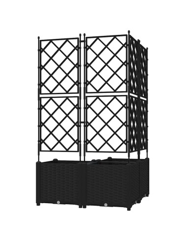 Градинска саксия с решетка 3 pcs Черно 80 x 80 x 143 см ПП