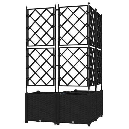 Градинска саксия с решетка 3 pcs Черно 80 x 80 x 143 см ПП