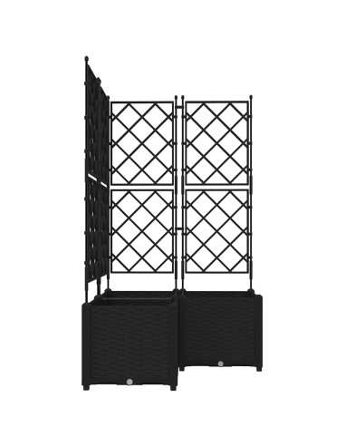 Градинска саксия с решетка 3 pcs Черно 80 x 80 x 143 см ПП