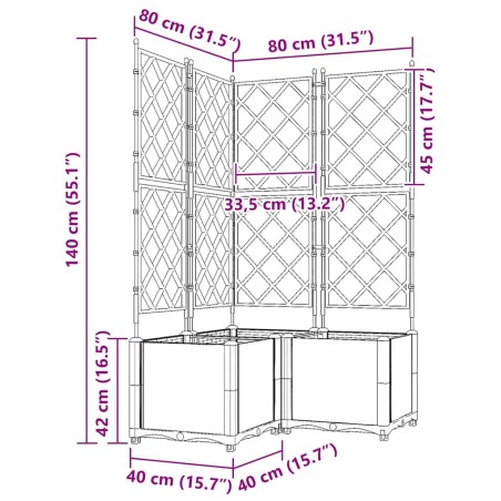Градинска саксия с решетка 3 pcs Черно 80 x 80 x 143 см ПП