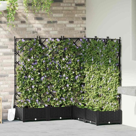 Градинска саксия с решетка 5 pcs Черно 120 x 120 x 125.5 см ПП