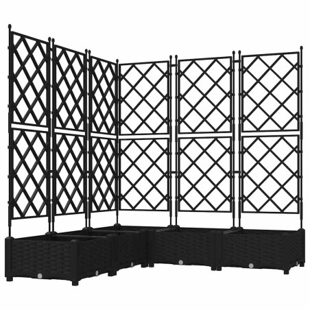Градинска саксия с решетка 5 pcs Черно 120 x 120 x 125.5 см ПП