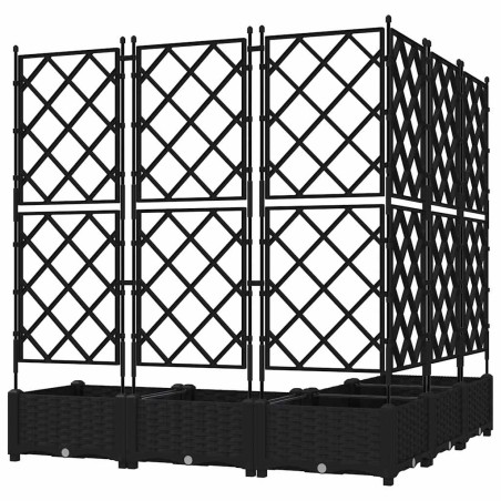 Градинска саксия с решетка 5 pcs Черно 120 x 120 x 125.5 см ПП