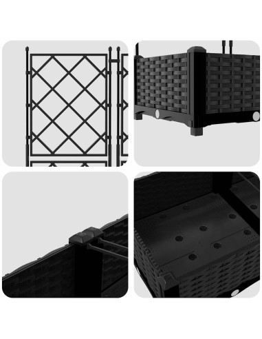 Градинска саксия с решетка 5 pcs Черно 120 x 120 x 125.5 см ПП