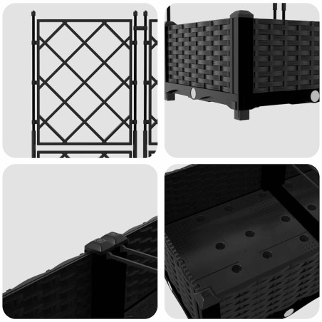 Градинска саксия с решетка 5 pcs Черно 120 x 120 x 125.5 см ПП