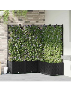 Градинска саксия с решетка 5 pcs Черно 120 x 120 x 143 см ПП