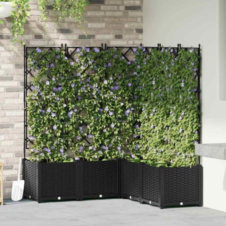 Градинска саксия с решетка 5 pcs Черно 120 x 120 x 143 см ПП