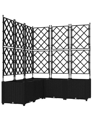Градинска саксия с решетка 5 pcs Черно 120 x 120 x 143 см ПП
