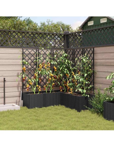 Градинска саксия с решетка 5 pcs Черно 120 x 120 x 143 см ПП