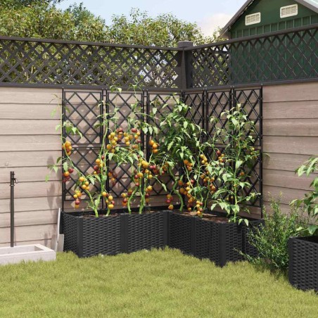 Градинска саксия с решетка 5 pcs Черно 120 x 120 x 143 см ПП