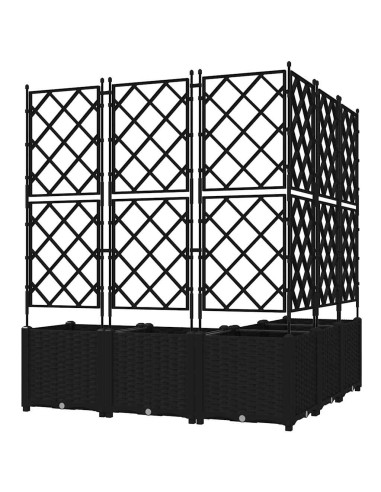 Градинска саксия с решетка 5 pcs Черно 120 x 120 x 143 см ПП