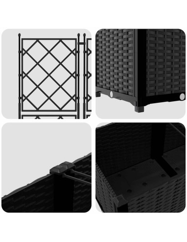 Градинска саксия с решетка 5 pcs Черно 120 x 120 x 143 см ПП