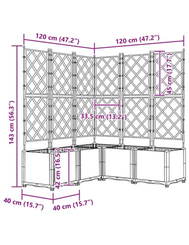 Градинска саксия с решетка 5 pcs Черно 120 x 120 x 143 см ПП