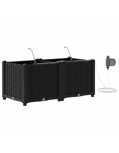 Градински саксии Черно 80 x 40 x 37.5 см Стомана