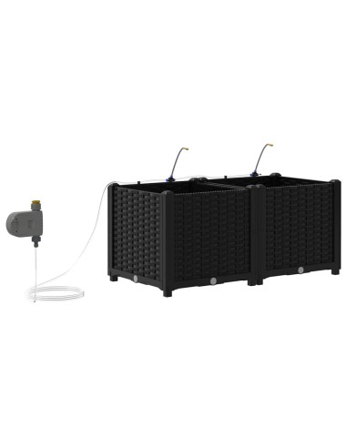Градински саксии Черно 80 x 40 x 37.5 см Стомана