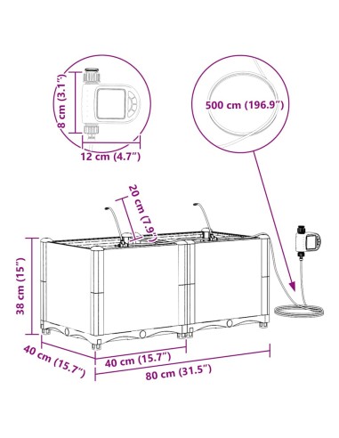 Градински саксии Черно 80 x 40 x 37.5 см Стомана