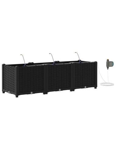 Градински саксии Черно 120 x 40 x 37.5 см Стомана