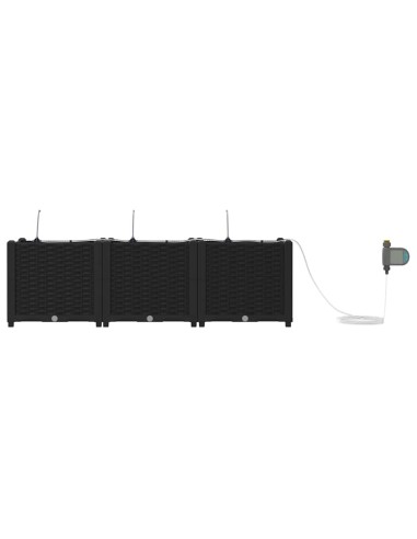 Градински саксии Черно 120 x 40 x 37.5 см Стомана
