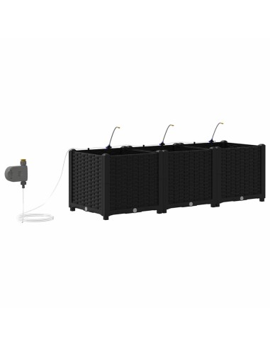 Градински саксии Черно 120 x 40 x 37.5 см Стомана