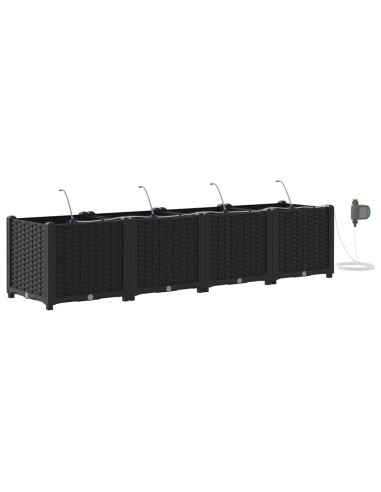 Градински саксии Черно 160 x 40 x 37.5 см Стомана