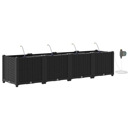 Градински саксии Черно 160 x 40 x 37.5 см Стомана