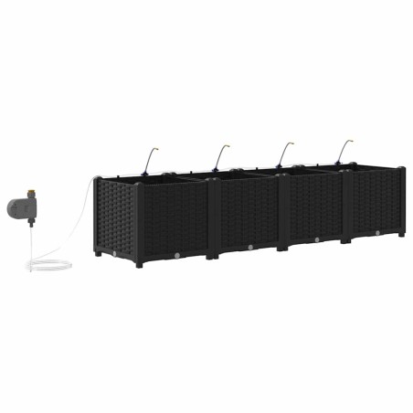 Градински саксии Черно 160 x 40 x 37.5 см Стомана