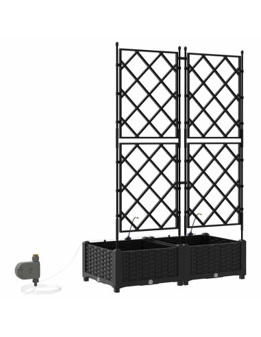 Градински саксии Черно 80 x 40 x 126 см Стомана