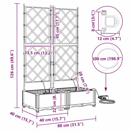 Градински саксии Черно 80 x 40 x 126 см Стомана