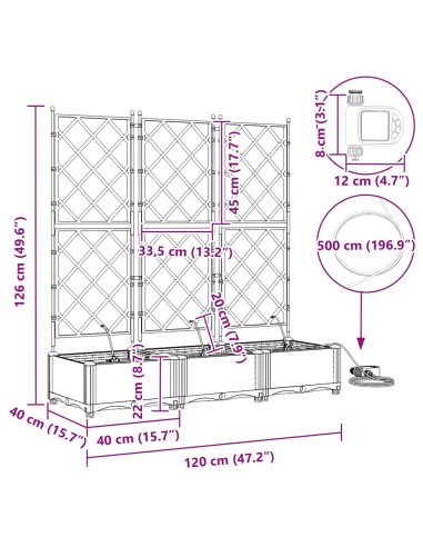 Градински саксии Черно 120 x 40 x 126 см Стомана
