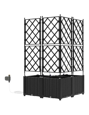 Градински саксии Черно 80 x 80 x 142 см Стомана