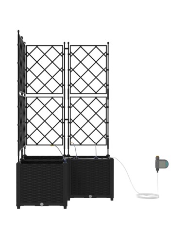 Градински саксии Черно 80 x 80 x 142 см Стомана