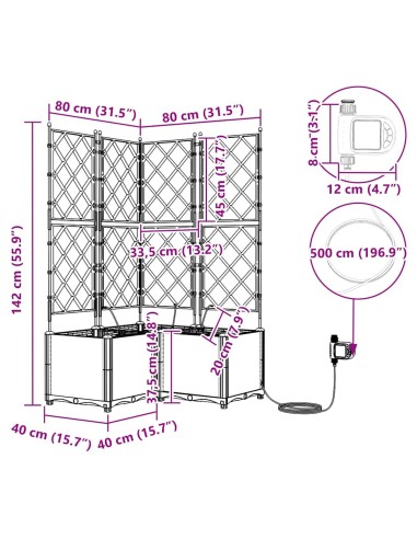 Градински саксии Черно 80 x 80 x 142 см Стомана