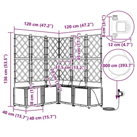Градински саксии Черно 120 x 120 x 142 см Стомана