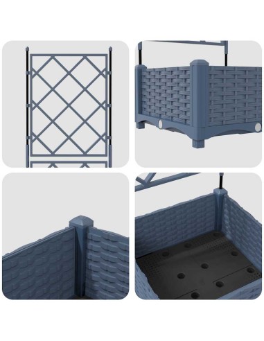Градинска саксия с решетка Сив 40 x 40 x 125.5 см ПП