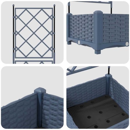 Градинска саксия с решетка Сив 40 x 40 x 125.5 см ПП